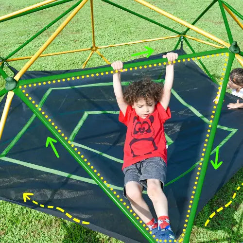 13-foot Geometric Dome Climber Play Center With Children's Climbing Dome Tower With Hammocks