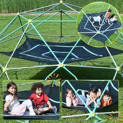 13-foot Geometric Dome Climber Play Center, Children's Climbing Dome Tower With Hammocks, Rust-resistant And UV-resistant Steel Support 1000 Pounds