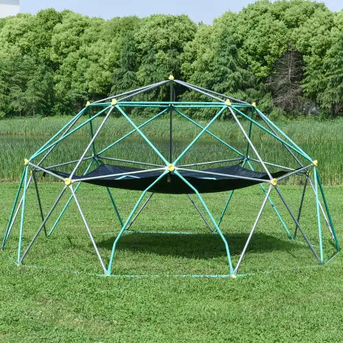 13-foot Geometric Dome Climber Play Center, Children's Climbing Dome Tower With Hammocks, Rust-resistant And UV-resistant Steel Support 1000 Pounds