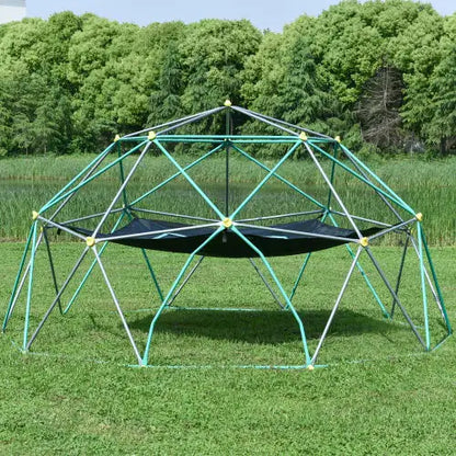 13-foot Geometric Dome Climber Play Center, Children's Climbing Dome Tower With Hammocks, Rust-resistant And UV-resistant Steel Support 1000 Pounds