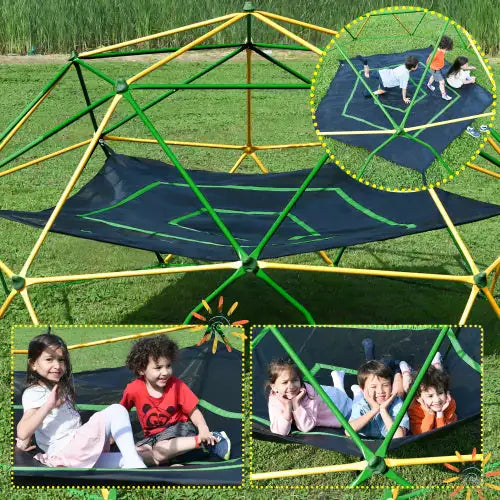 13-foot Geometric Dome Climber Play Center With Children's Climbing Dome Tower With Hammocks