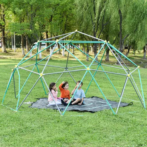 13-foot Geometric Dome Climber Play Center, Children's Climbing Dome Tower With Hammocks, Rust-resistant And UV-resistant Steel Support 1000 Pounds