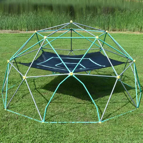 13-foot Geometric Dome Climber Play Center, Children's Climbing Dome Tower With Hammocks, Rust-resistant And UV-resistant Steel Support 1000 Pounds